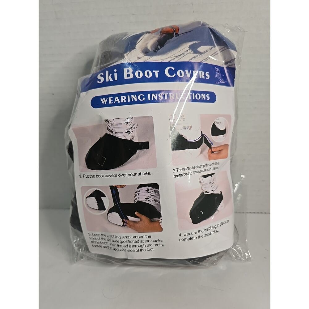 Tryly 2 Pairs Ski Boot Covers, Winter Boots Covers for Medium, Black